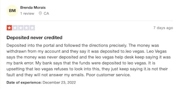 Leo Vegas Trustpilot Review
