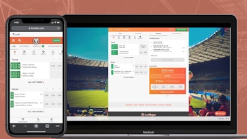 Leo Vegas website open and visible on an i Phone XR and macbook air