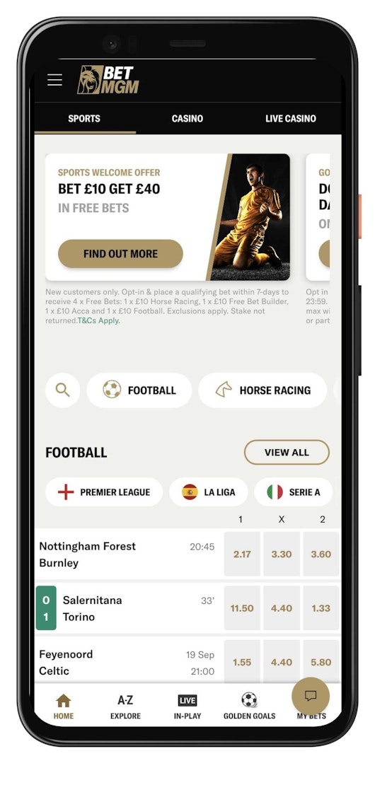 Mock up of how Bet MGM looks on mobile