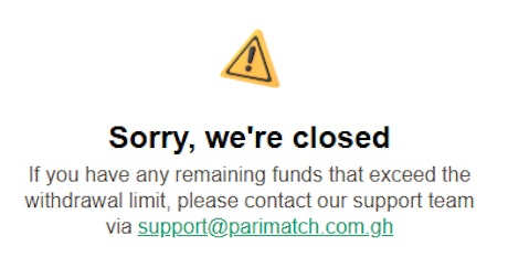 Parimatch Ghana Closed