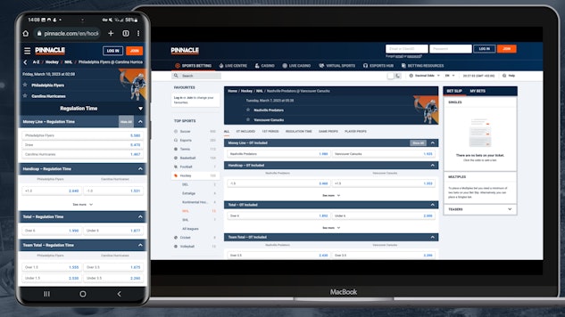 Pinnacle NHL desktop mobile