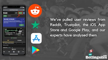 Proline mobile mock up with logos of reddit trustpilot ios app store and google play with text explaining that people have reviewed comments from these platforms