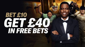 Screenshot of Bet MG Ms bet 10 get 40 promotion image featuring Chris Rock