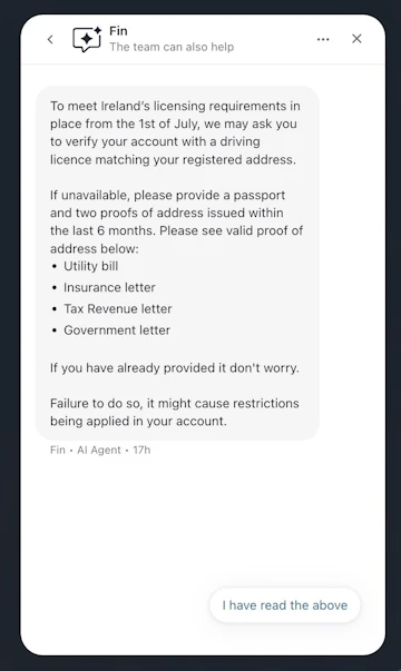 Screenshot of Bet Victor IE Verification Key Details