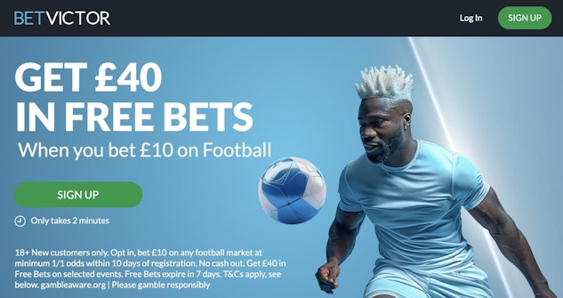 Screenshot of Bet Victor bet 10 get 40 free bet promotion image