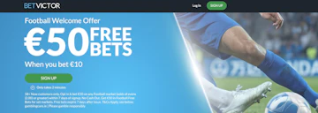 Screenshot of Bet Victor welcome offer ireland