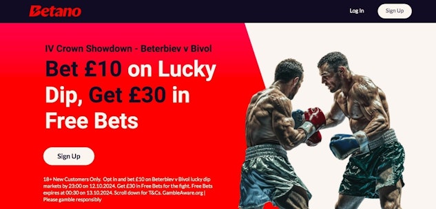 Screenshot of Betano Beterbiev v Bivol Boxing promotion