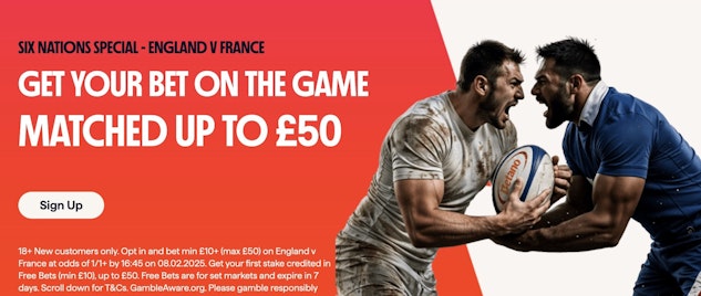 Screenshot of Betanos Six Nations England v France new customer offer