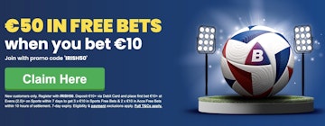 Screenshot of Betfred bet 10 get 50 offer ireland