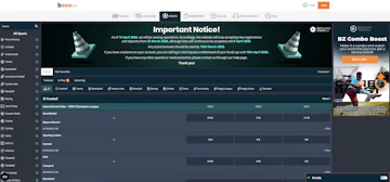 Screenshot of Bzeebet homepage and closure announcement