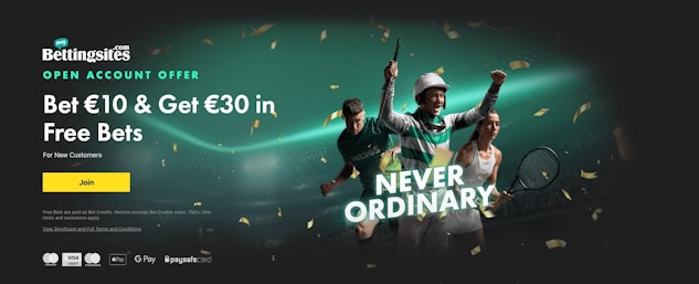 Screenshot of bet365 sign up offer in ireland
