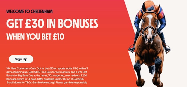 Screenshot of betano bet 10 get 30 cheltenham welcome offer
