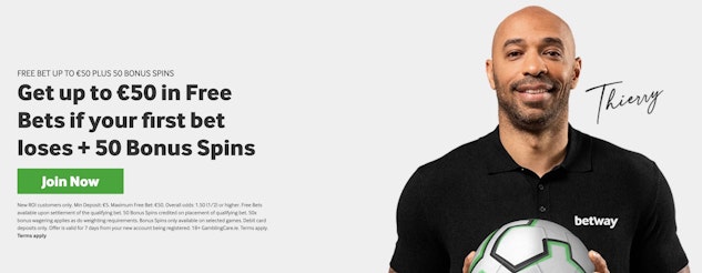 Screenshot of betway EUR5 deposit new customer offer