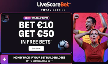 Screenshot of livescore bet sign up offer for world cup