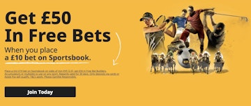 Screenshot of new Betfair bet 10 get 50 sign up offer