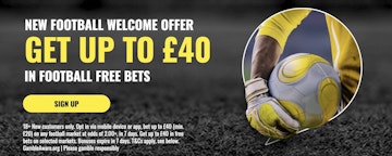 Screenshot of talksport bet PS40 free bet promotion for new uk customers