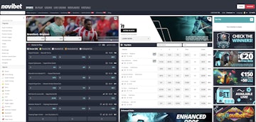 Screenshot of the Novibet ie homepage