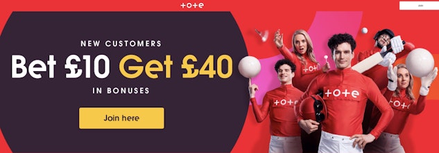 Screenshot of tote uk bet 10 get 40 promotion image