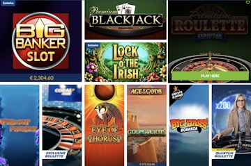 Screenshot showing range of Coral casino games