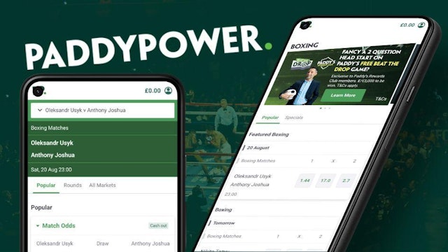 Screenshots of Paddy Power boxing markets on Google Pixel 5