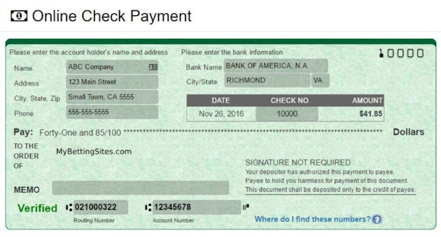 Echeck betting sites