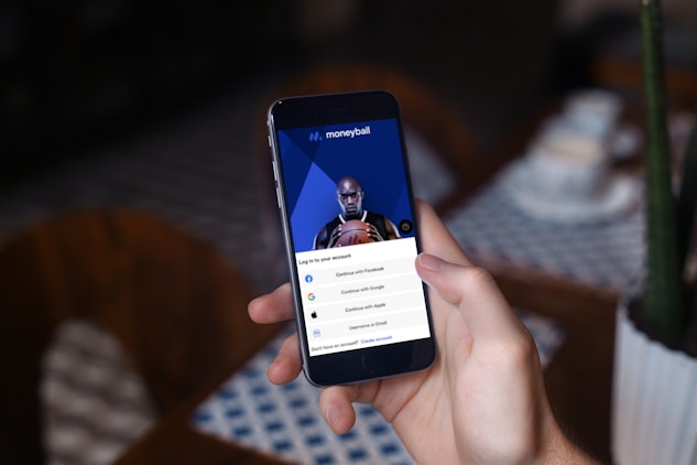 Man signing up for a Moneyball betting account on mobile