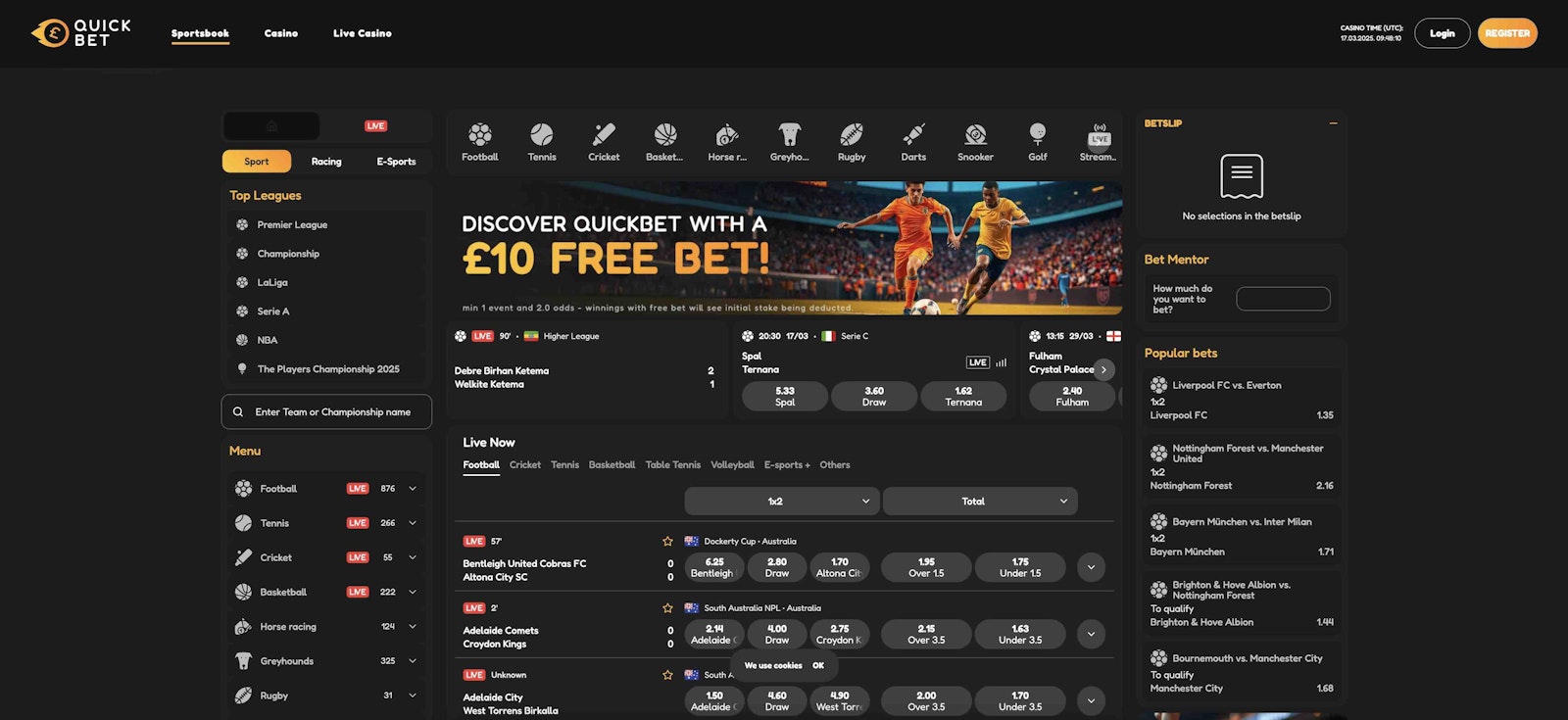 Quickbet sportsbook homepage