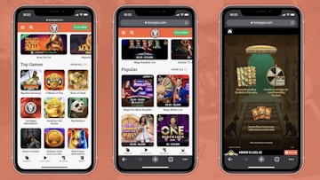 Three iphone xrs with different leovegas casino pages being displayed