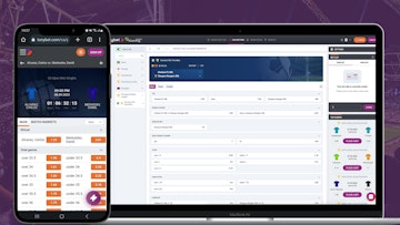 Tonybet website open and visible on iphone xr and macbook air