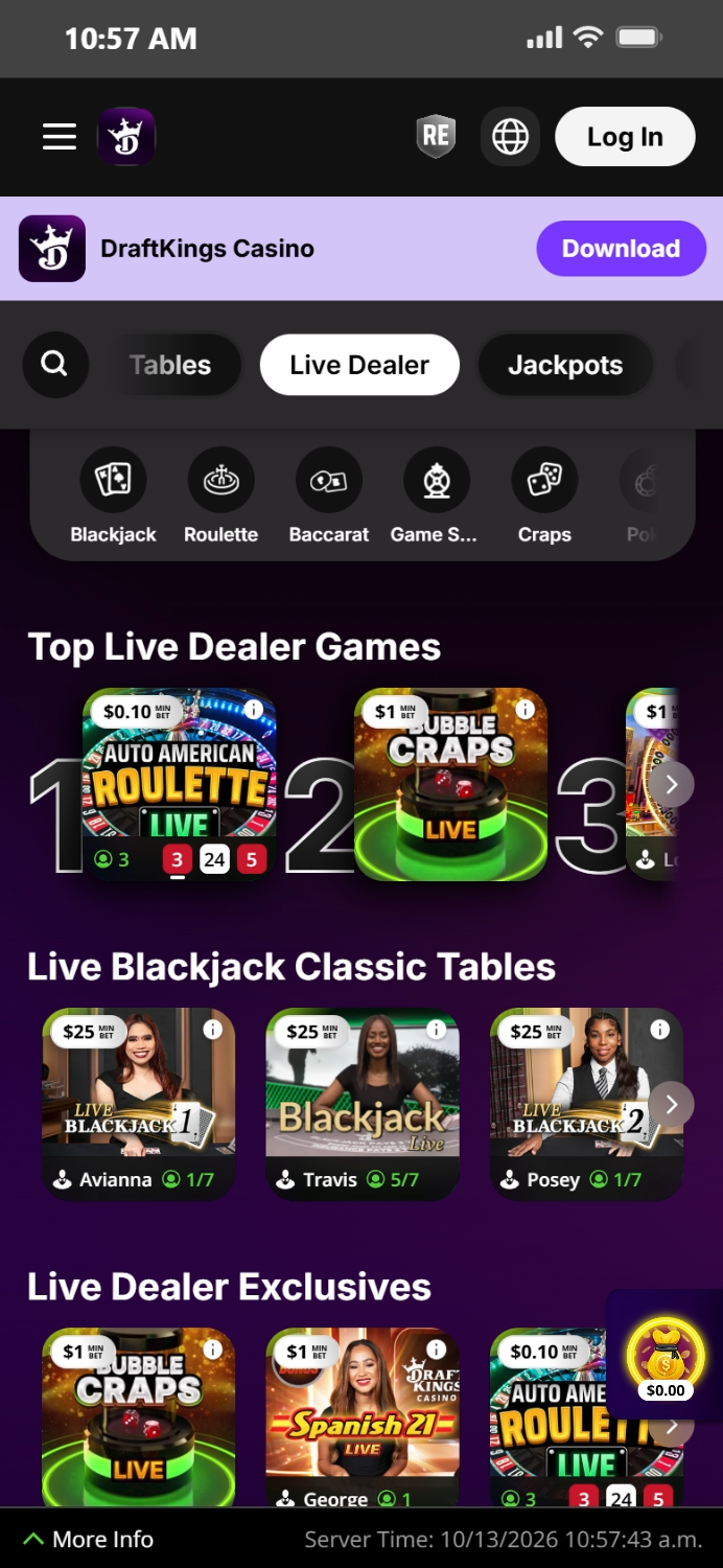 Draftkings live casino