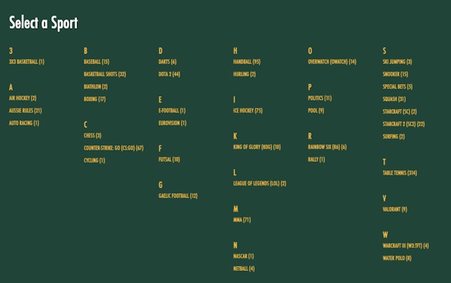 Gbets Sportsbook screenshot