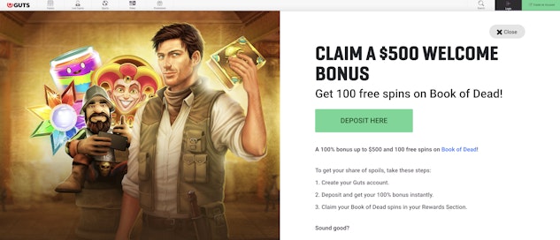 Guts Casino Bonus NZ