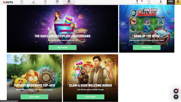 Guts NZ Casino Bonuses and Promotions