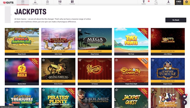 Guts NZ Online Casino Jackpots