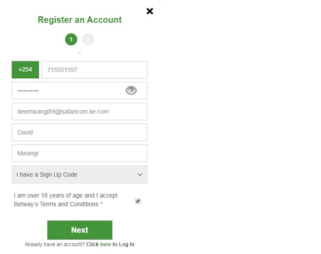 How to create an account on Betway kenya