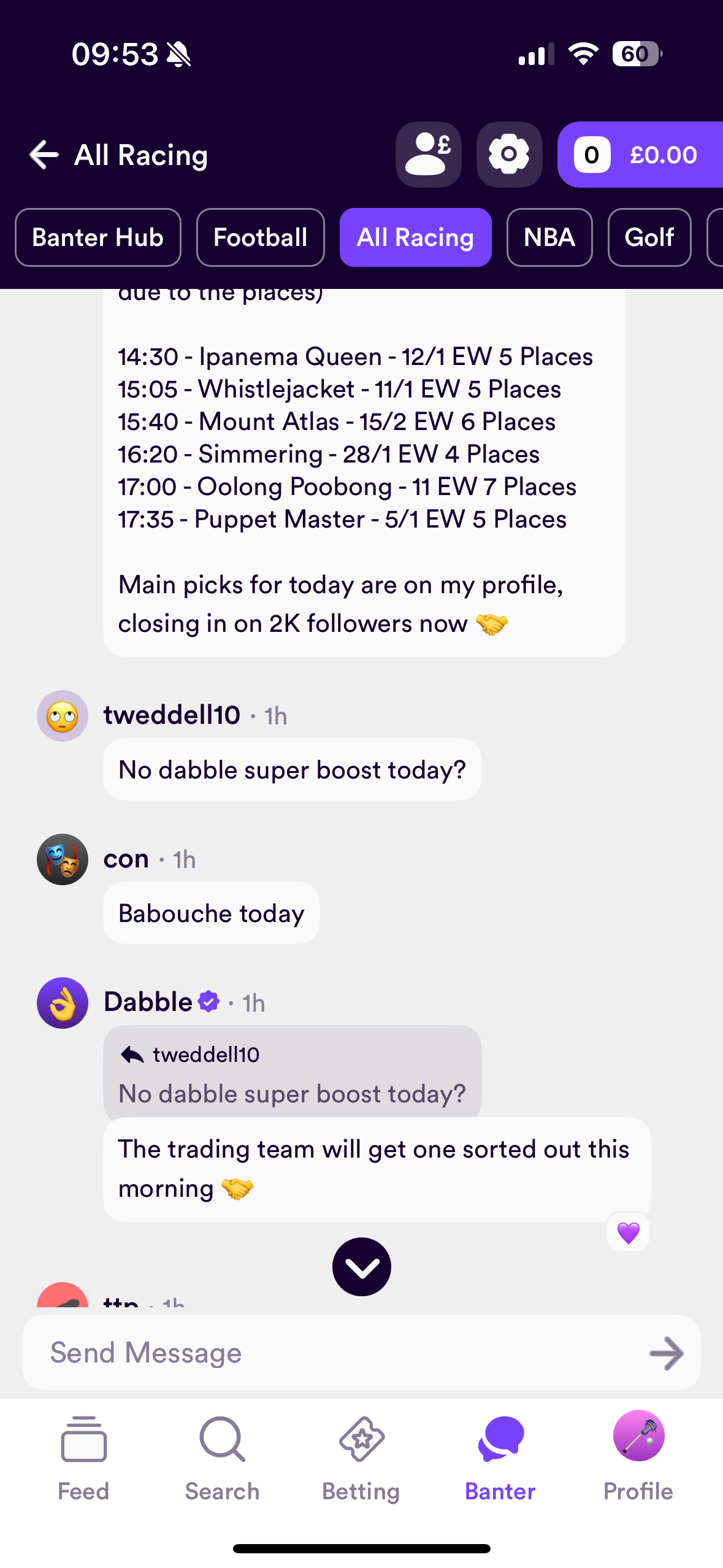 Dabble App Banter channel