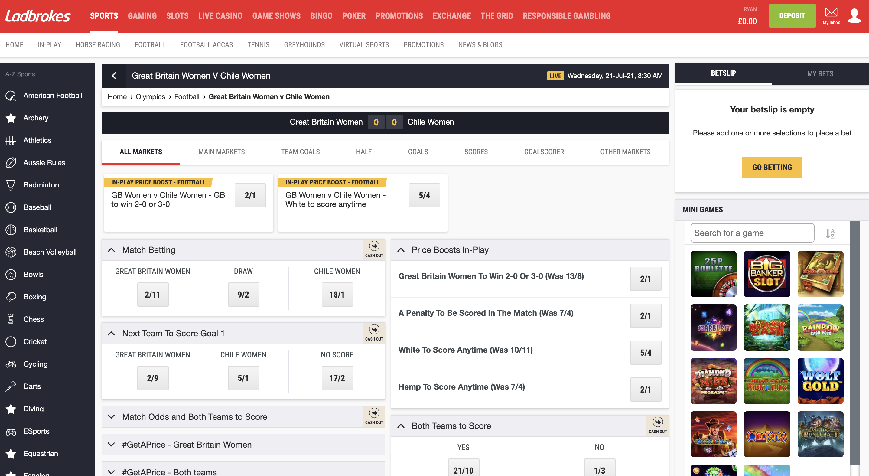Ladbrokes In Play Football