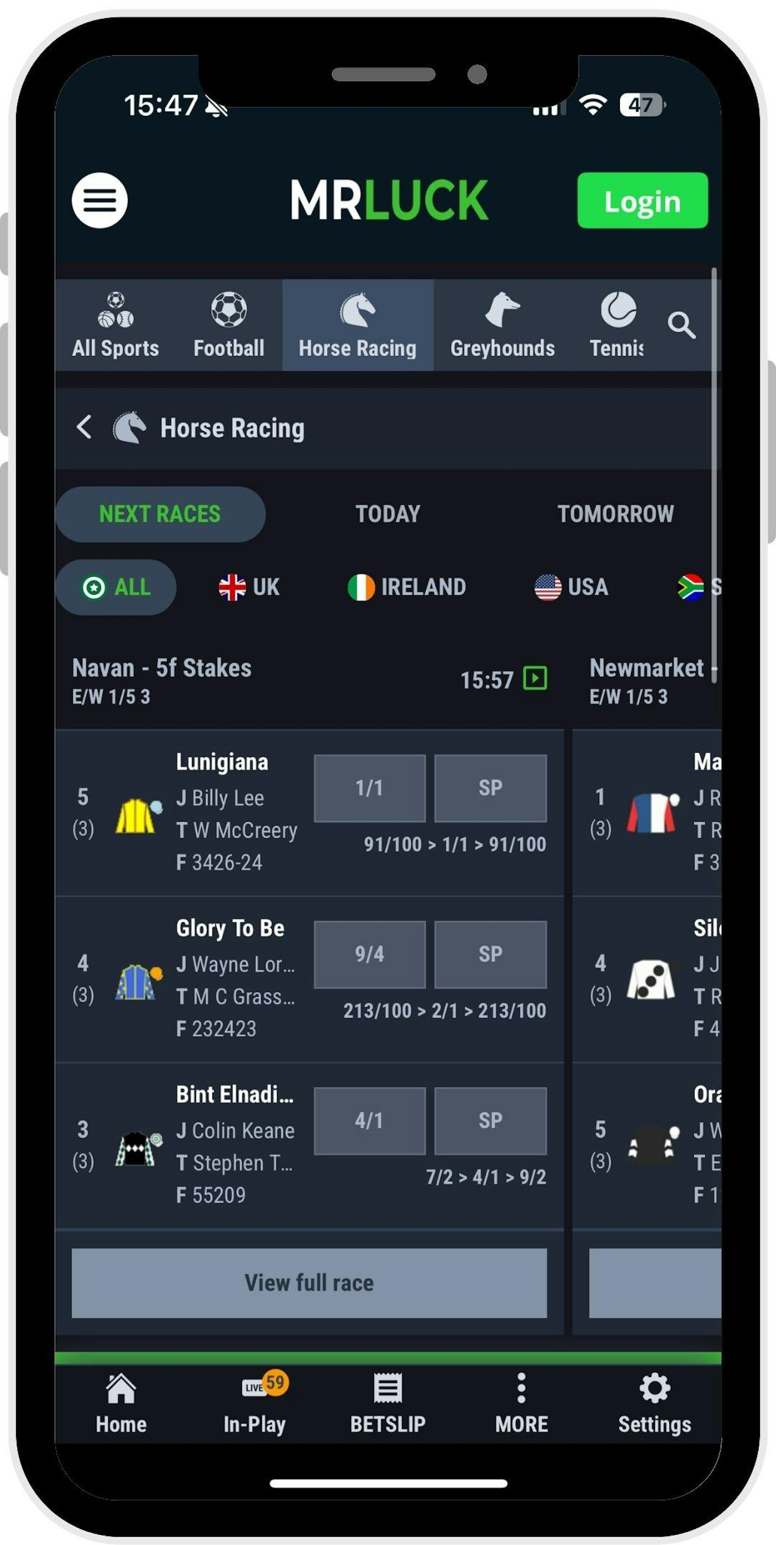 Mr Luck mobile horse racing betting