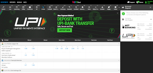 NEO Bet Deposit