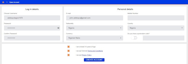 Naira Bet account setup