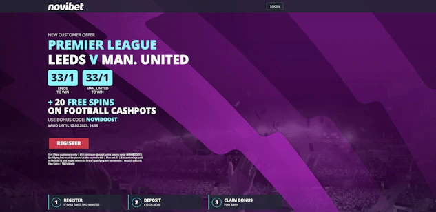 Novibet enhanced odds offer Leeds vs Machester United
