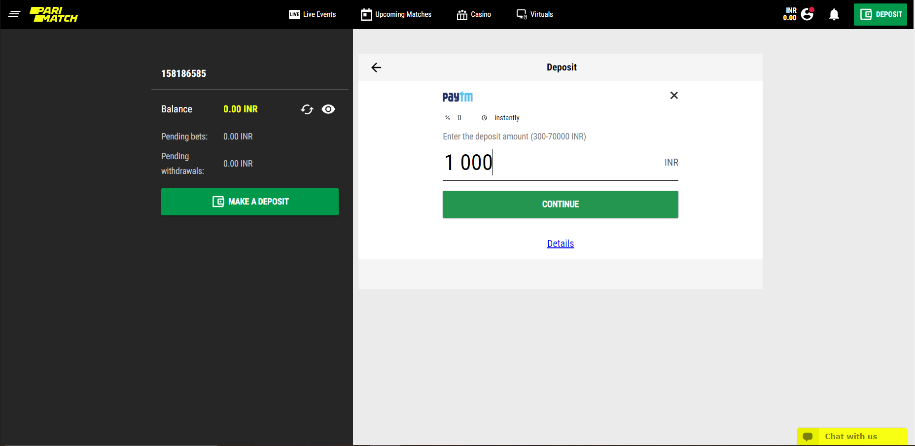 Parimatch Paytm Deposit
