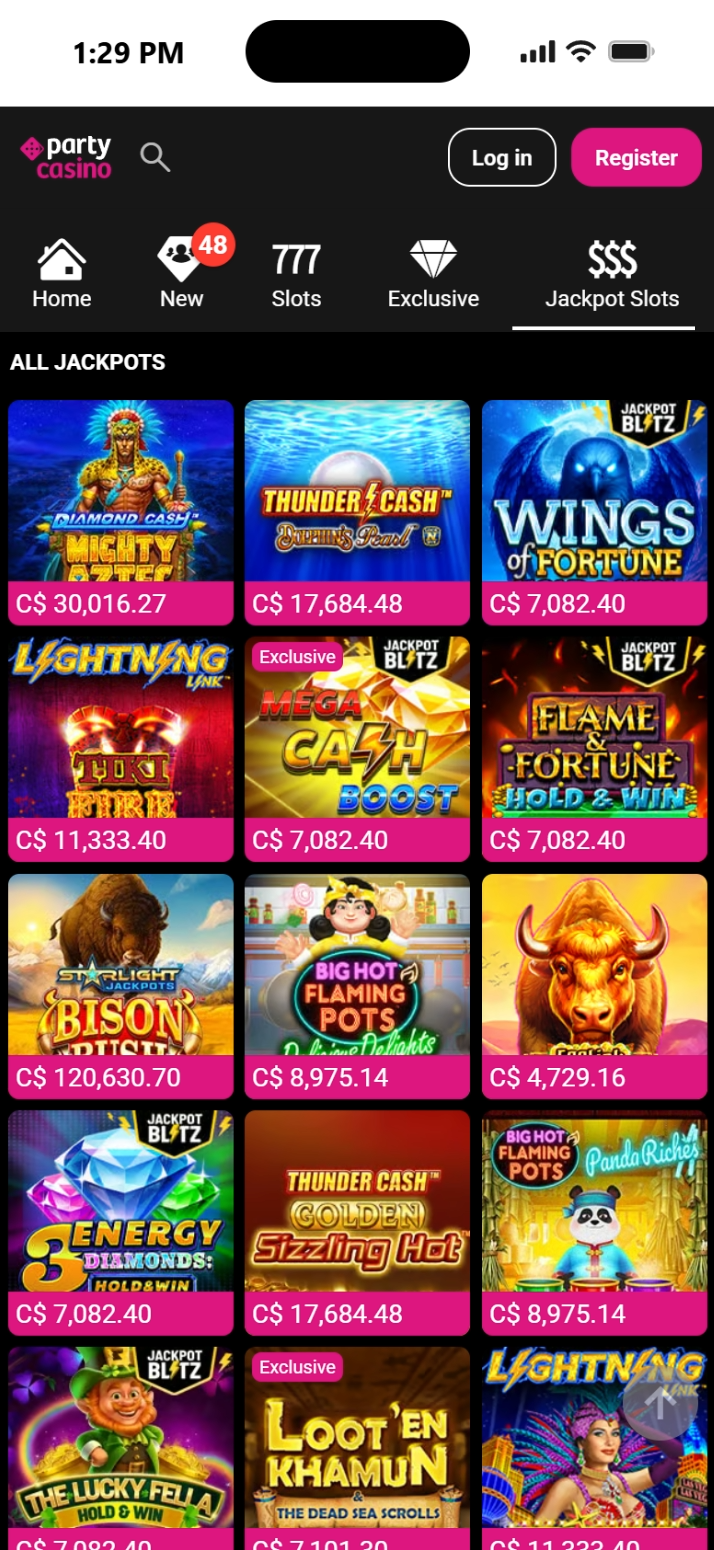 Party Casino jackpot slots