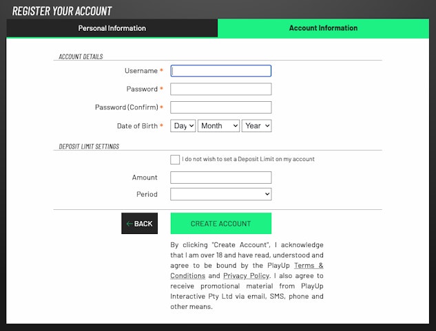 Play Up Australia Sign Up 2