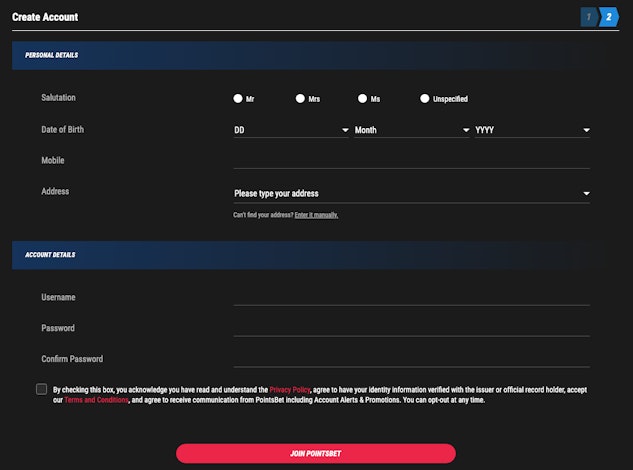 Points Bet Australia Sign Up 2