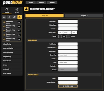 Punt Now Sign Up Process
