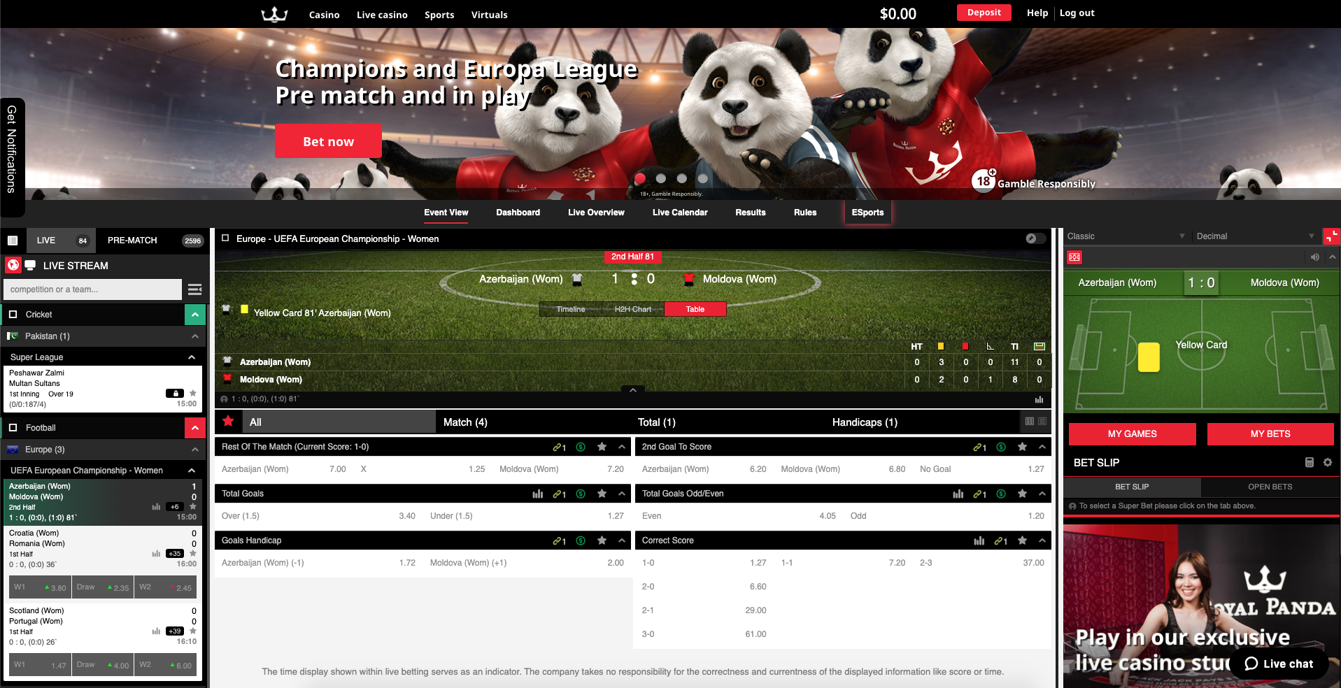 Royal Panda NZ Live Betting