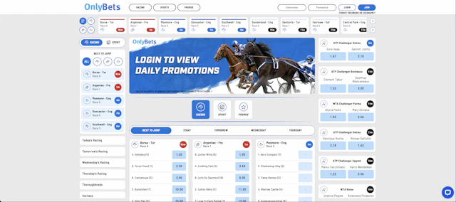 OnlyBets Australia Homepage Screenshot