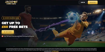 Screenshot of jackpot mobile casino's sign up offer