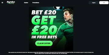 Screenshot of Rightbet's sign up offer